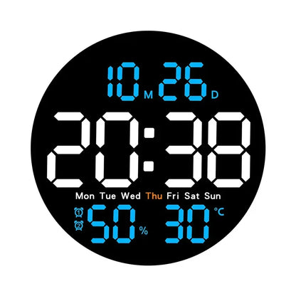 10 Inch Remote Control Digital Wall Clock Temperature Humidity Date Week Timing Countdown 2 Alarm Auto Dimmer LED Alarm Clock - Urbizia