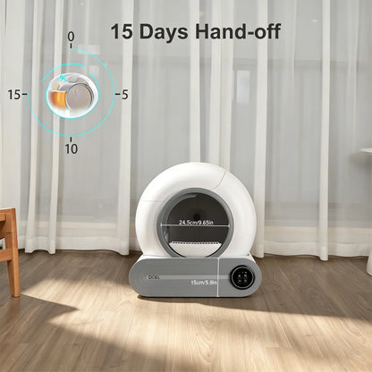 DOEL 2026 Upgrade Automatic Smart Litter Box, Self-Cleaning Cat Litter Box 65L Large Capacity, APP Control, 2.4G WiFi Only, Ion Odor Neutralization, Compatible with Clumping Litters, Ideal for Multi-Cat Homes