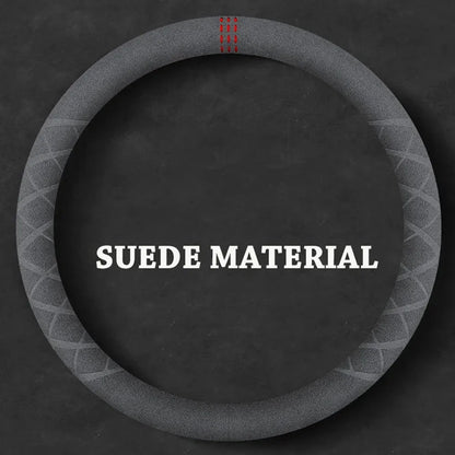 Car Steering Wheel Covers Cowhide Suede Steering Wheel Cover Wrap Universal 37-38cm Breathable Steering Covers Car Accessories