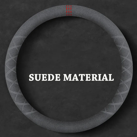 Car Steering Wheel Covers Cowhide Suede Steering Wheel Cover Wrap Universal 37-38cm Breathable Steering Covers Car Accessories