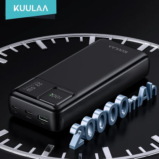 ‌KUULAA 20000mAh PD+QC3.0 Power Bank 22.5W Type-C Portable Charger for iPhone 17 16 15 Samsung Xiaomi Redmi Poco