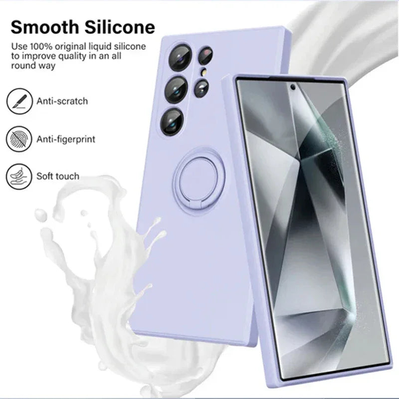 Silicone Ring Holder Kickstand Case for Samsung Galaxy