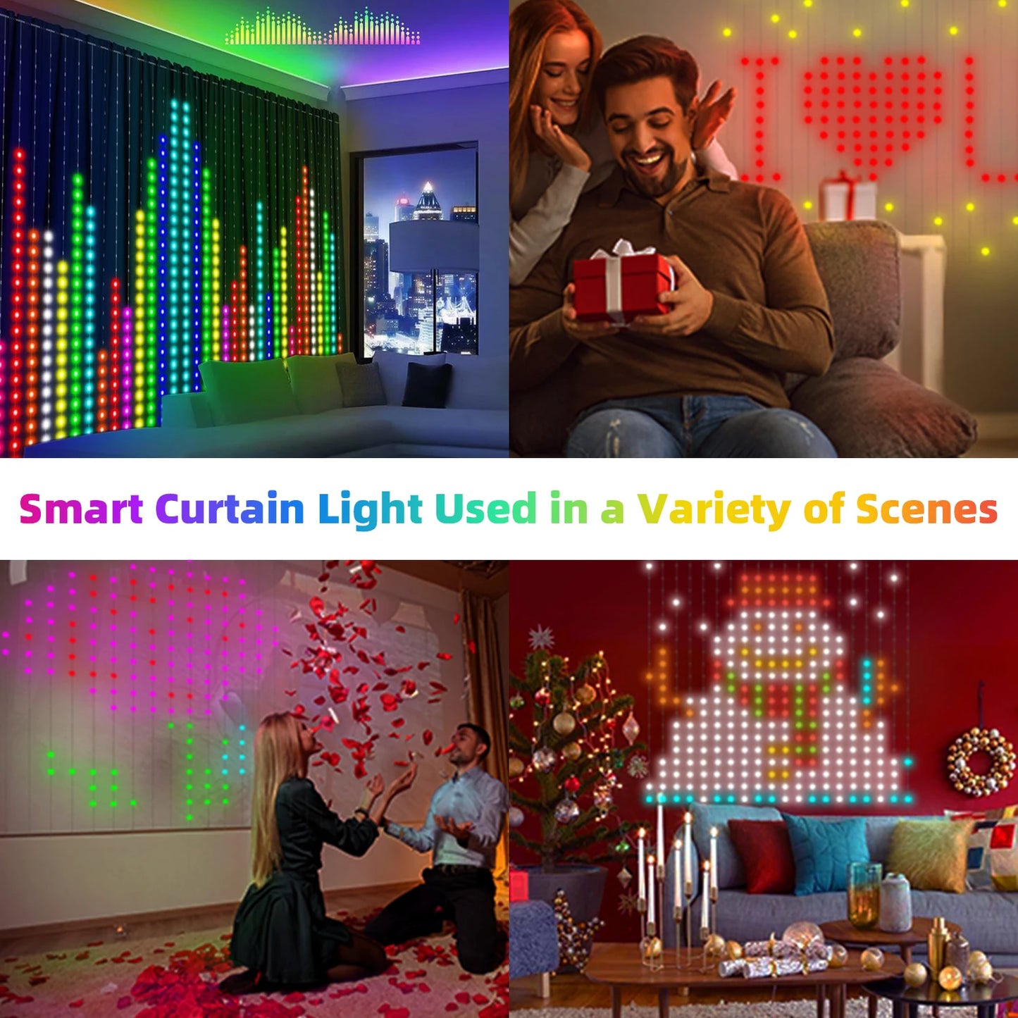 LED Smart Curtain Lights – App-Controlled RGB Fairy Lights with DIY Music Display