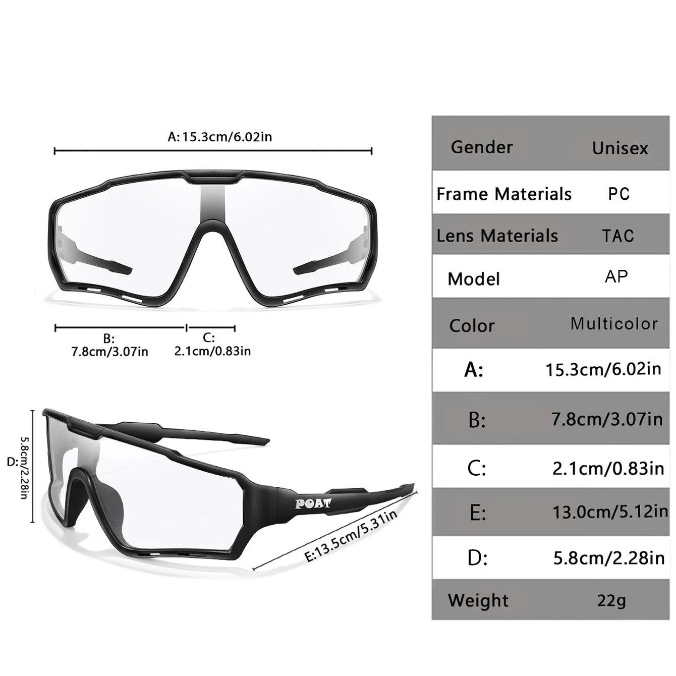 POAT Photochromic UV400 MTB Cycling Sunglasses