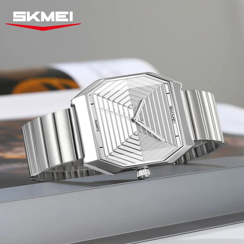 SKMEI 9393 Fashion Quartz Watch Unique Design Stainless Steel Men's Wristwatches Elegant Watches for Men relógios masculino