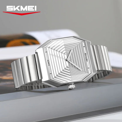 SKMEI 9393 Fashion Quartz Watch Unique Design Stainless Steel Men's Wristwatches Elegant Watches for Men relógios masculino