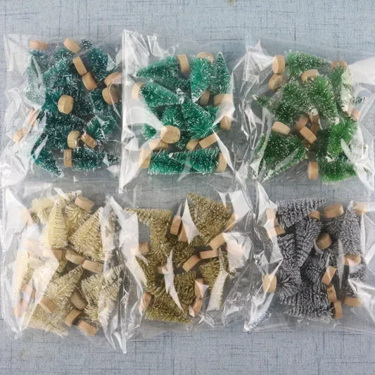 12-Piece DIY Mini Sisal Silk Christmas Trees