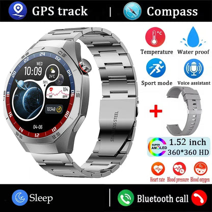 2025New For Android and ios Smart Watch Men AMOLED Screen GPS Motion trajectory Heart Rate Bluetooth Calls SmartWatch Waterproof - Urbizia