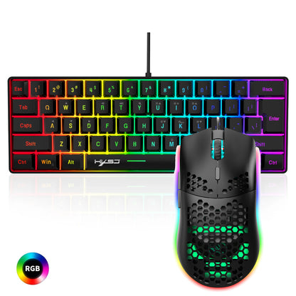 Hot selling HXSJ 61 keys V700 RGB luminous mechanical feel keyboard and mouse combos gaming set for computer game
