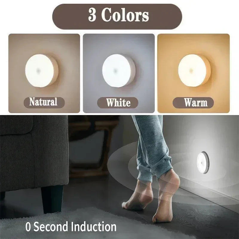 2~6 Pack Motion Sensor LED Night Light USB Rechargeable 3 Color Night Lamp Cabinet Wardrobe Lamp Staircase Wireless Closet Light - Urbizia