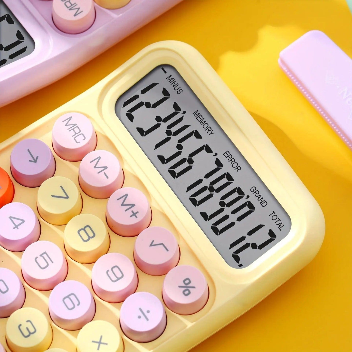 1pc Keyboard Calculator Office 12-digit Mechanical Calculator Cute Candy Color Calculator  Battery not included