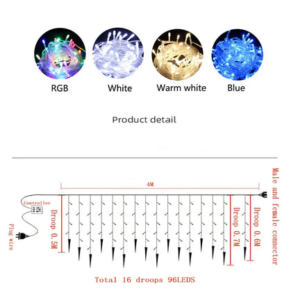 LED Curtain Icicle Christmas String Lights