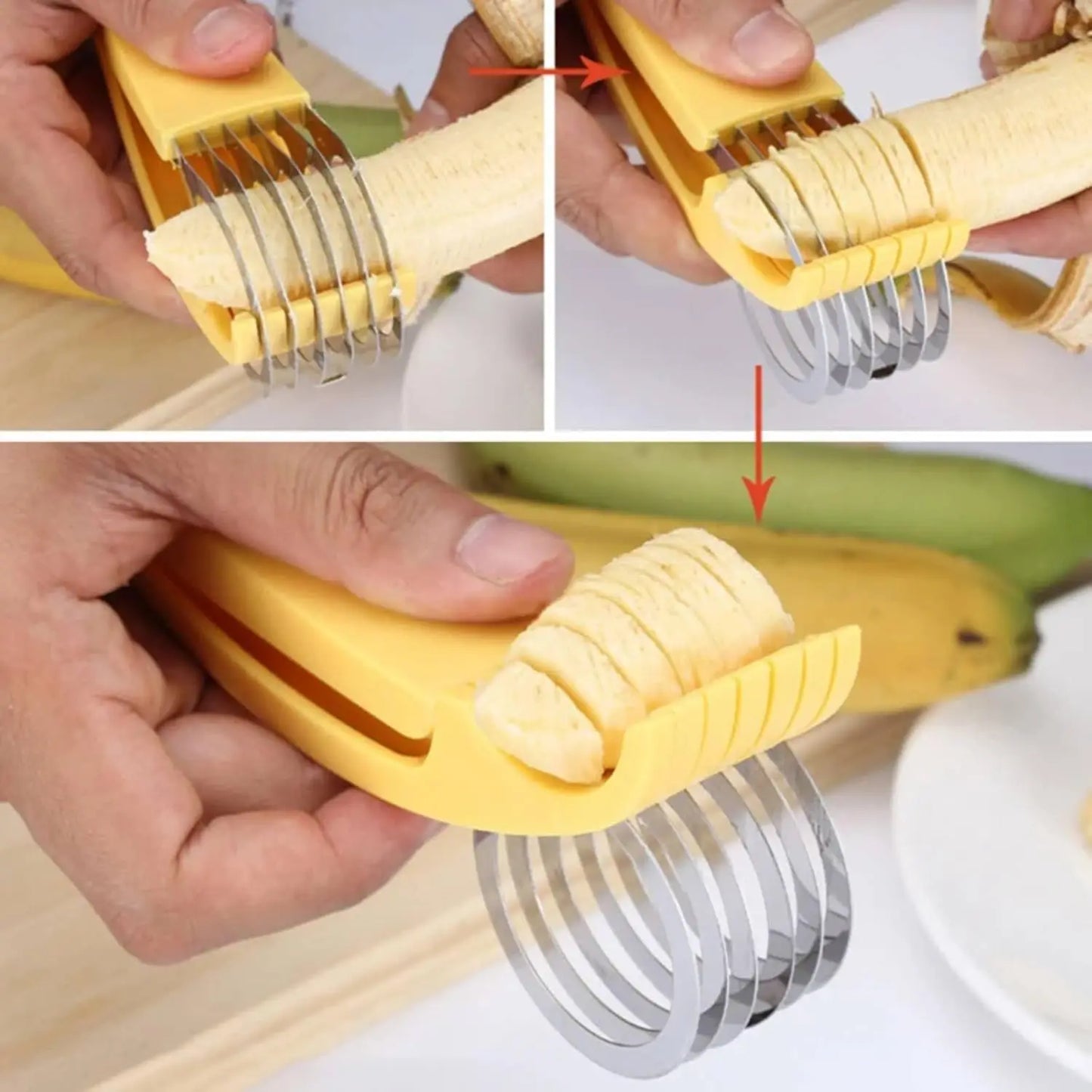 Banana Slicer,ABS + 304 Stainless Steel Fruit Salad Peeler Cutter Kitchen Tools For banana, hotdog, strawberry,cucumber