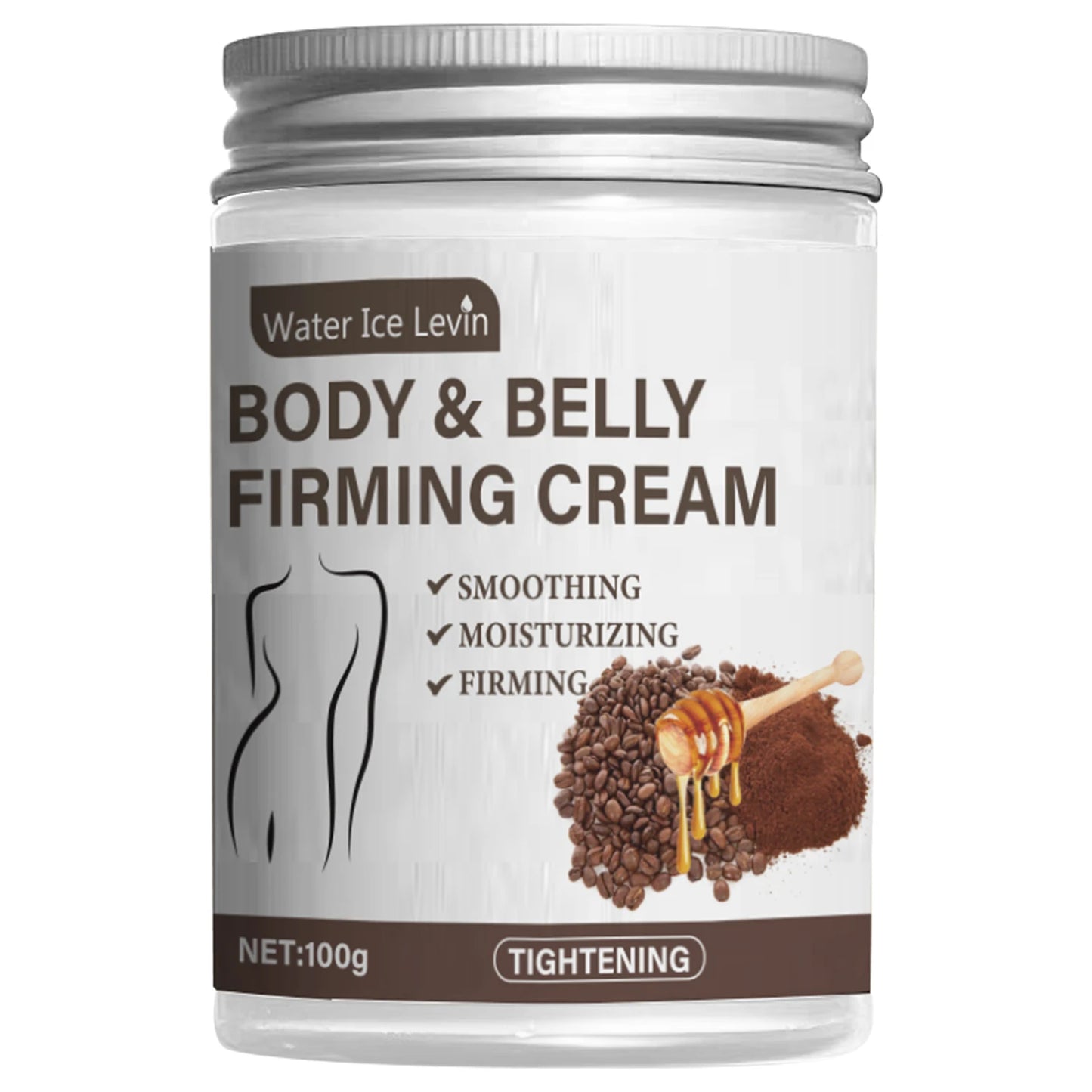 Caffeine Collagen Firming Cream - 100g, Contains Caffeine and Coconut Oil, Rich in Vitamin E, Fragrance-Free, Tightens and Lifts the Abdomen, Thighs, Buttocks, Arms, All Skin Types, Hypoallergenic, Whitening Effect