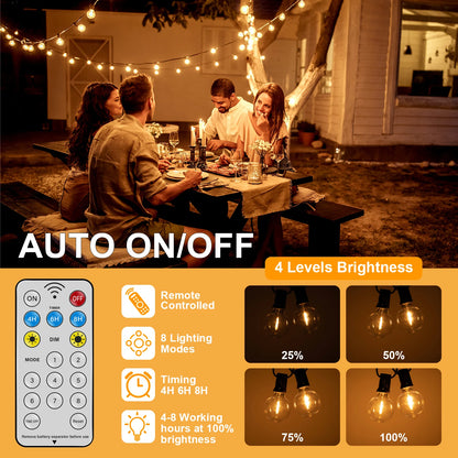 Led G40 Solar Globe Led String Lights Outdoor Waterproof Shatterproof Solar Hanging Lights for Backyard Bistro Decoration Light