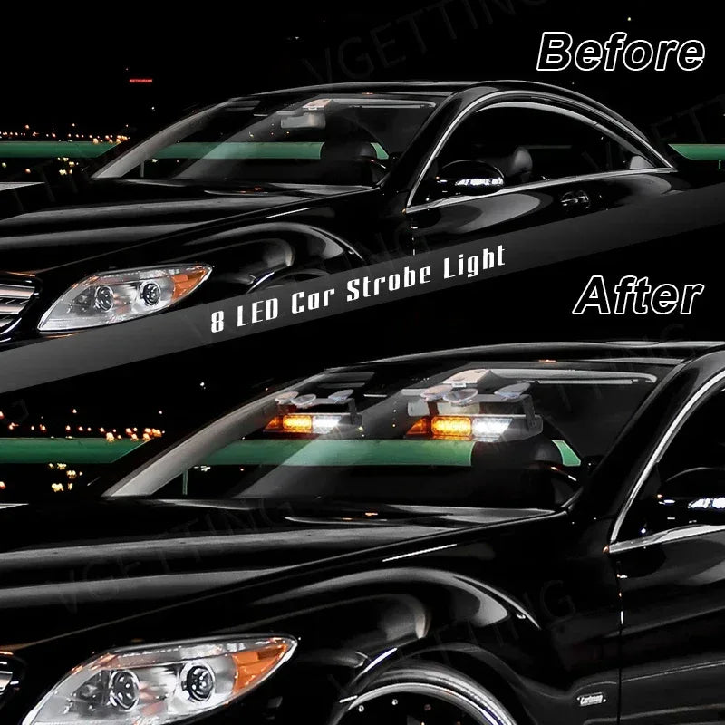 2-in-1 LED Car Strobe Lights For Emergency Flash Warning Lamp Windshield Bar 16 Beads Red Blue Amber White Auto Light Assembly - Urbizia