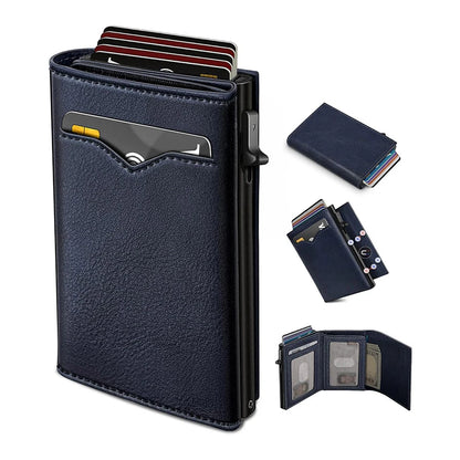 Pop Up Wallet For Men, RFID Blocking Credit Card Holder With Clear ID Window Cash Pocket Slim Business Purse Gift
