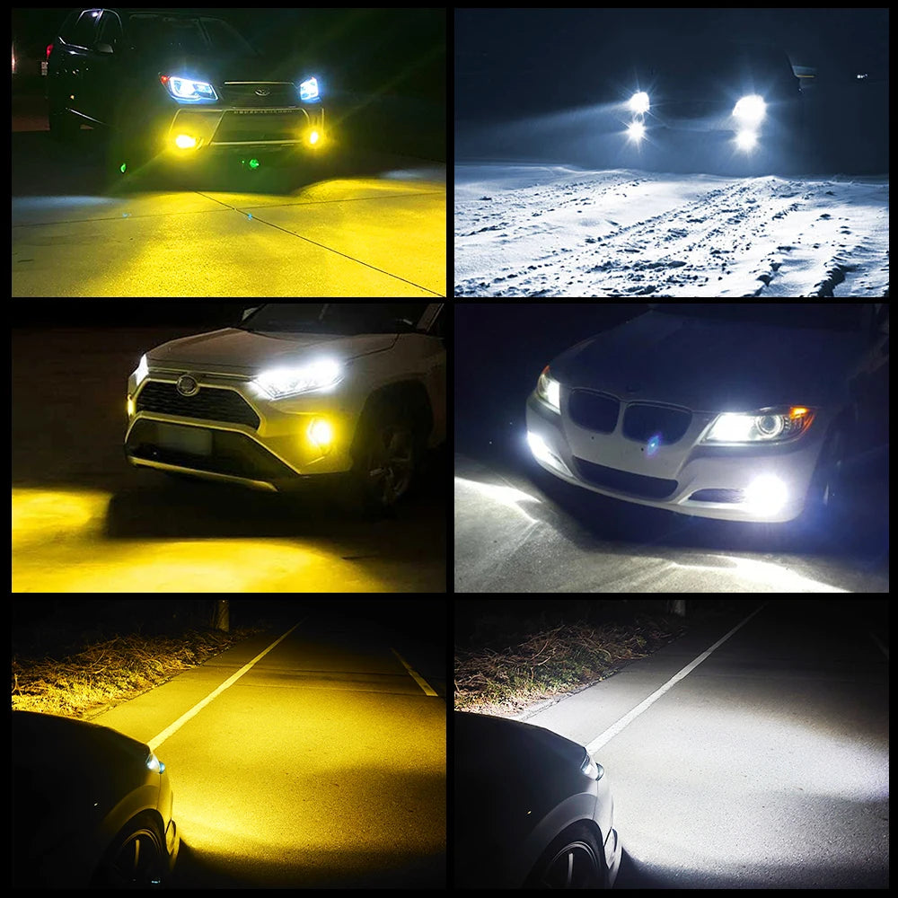 AUXITO 2Pcs H8 H11 LED Bulb Fog Lights Switch Switchback Dual Color White Yellow Wireless H9 Car Day Driving Running Lamp 12V