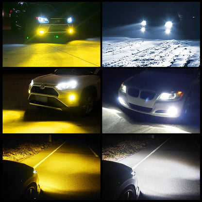 AUXITO 2Pcs H8 H11 LED Bulb Fog Lights Switch Switchback Dual Color White Yellow Wireless H9 Car Day Driving Running Lamp 12V