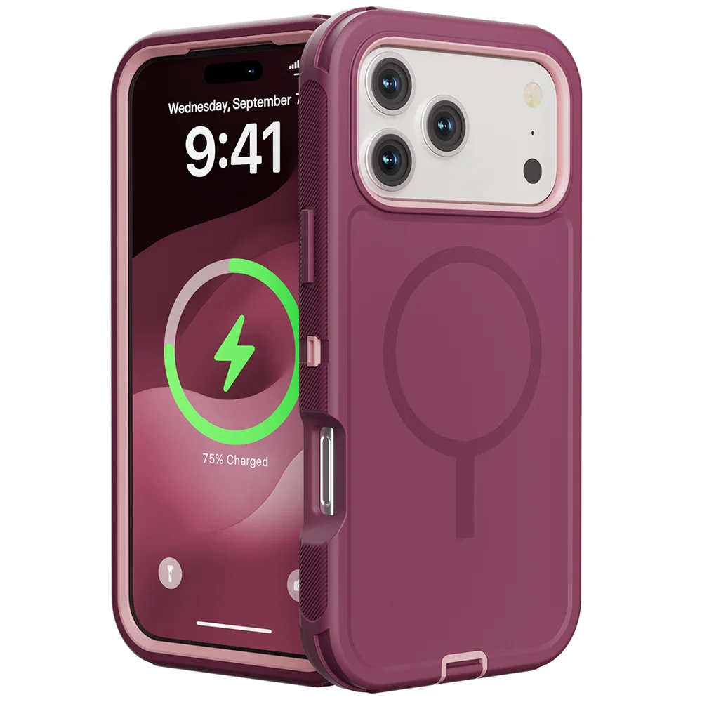 Rugged Armor OTT Defender Box Magnetic Phone Case For IPhone17 Pro Max Air 16 15 14 13 12 For Magsafe Shockproof Protect Cover
