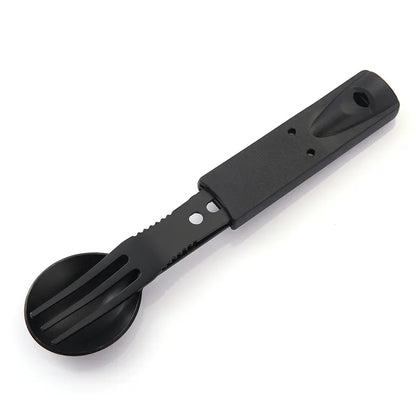 Portable Multifunctional Stainless Steel Camping Tool Set,Outdoor Tableware Kit With Spoon Fork AndWhistleForHiking PicnicTravel