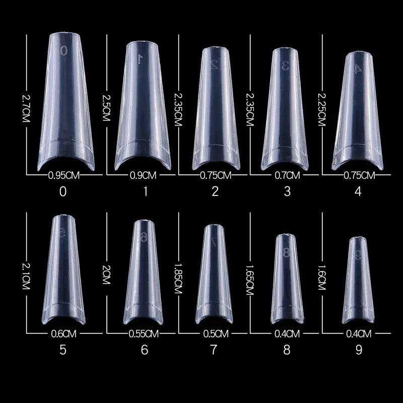 500pcs french Coffin Dancer Nail Tips Acrylic Nail Artificial Half False Flakes Nail Tips,10 Sizes with Clear Plastic Box for Na