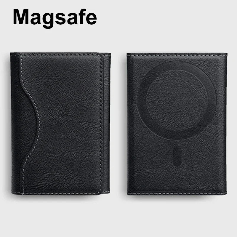 Magsafe PU Leather Card Holder for Men & Women - Stylish Magnetic Card Wallet for Phone 16/15/14/13/12 Pro Max Mini