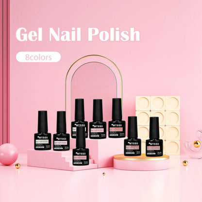8PCS 7ml Jelly Nude Gel Nail Polish Kit with Gift Box Light Pink Translucent White Shimmer Glitter Soak Off UV LED Gel Varnish