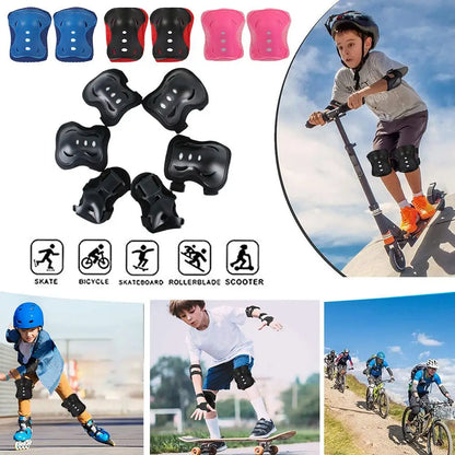6PCS Kids Protective Gear Set for 3-15 Years, Knee Elbow Pads & Wrist Guards for Skateboard Cycling Skating Scooter