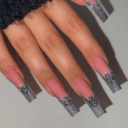 24Pcs Halloween Spider Print False Nails – Gothic Short Round Press-on Nail Tips for Women