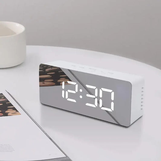 Digital Alarm Clock LED Electronic Desktop Clock with Temperature for Bedroom Home Office Teens Kids - Urbizia