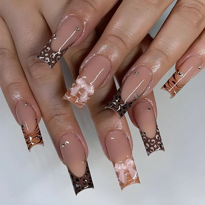 24pcs Halloween Press-On Nails – Gothic Punk 3D Spider Skull Design, Black Y2K Coffin French Fake Nails