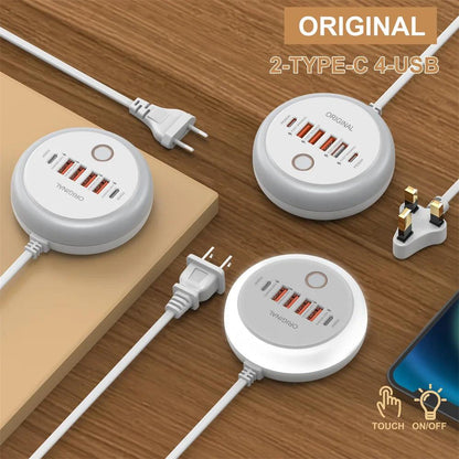 50W USB Charger Multi Ports Power Strip Socket Fast Charging Travel Charger For iPhone Samsung Xiaomi Quick Charge Phone Adapter