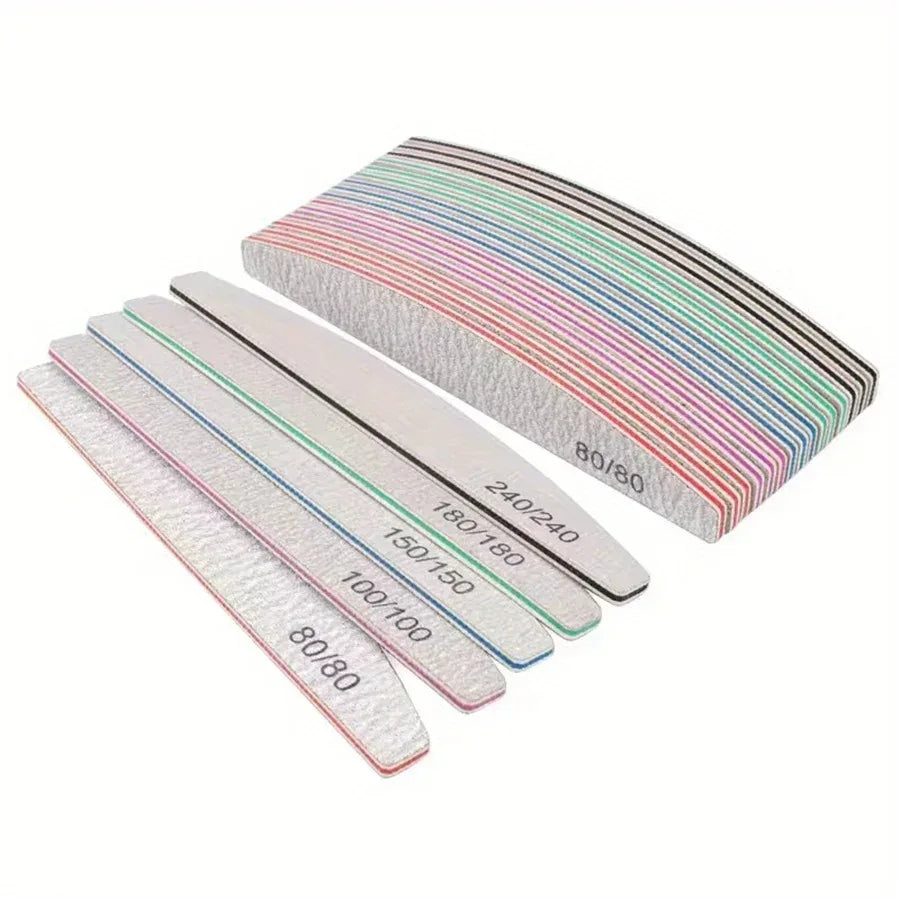 1/3/5/10Pcs Professional Nail File 80/100/150/180/240 Sandpaper Strong Thick Sanding Half Moon Lime nail accessories and Tools