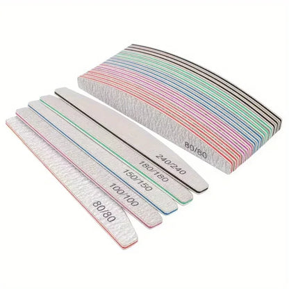1/3/5/10Pcs Professional Nail File 80/100/150/180/240 Sandpaper Strong Thick Sanding Half Moon Lime nail accessories and Tools
