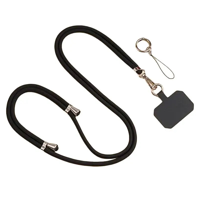 Universal Adjustment Phone Lanyard Solid Color Polyester Necklace Strap Long Hanging Rope With Clip Anti-Lost Crossbody Lanyard