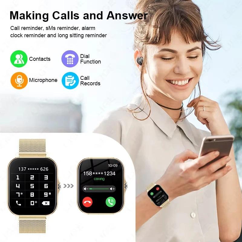 KESHUYOU 2025 Smart Watch 2.01 Inch HD Display Answer Make Call Message Preview Sport Modes DIY Dial Weather Forecast Men Women