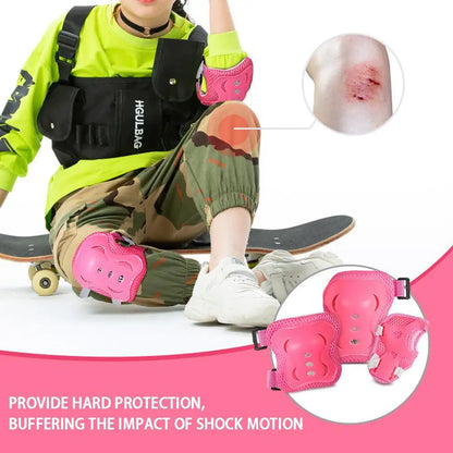 6PCS Kids Protective Gear Set for 3-15 Years, Knee Elbow Pads & Wrist Guards for Skateboard Cycling Skating Scooter
