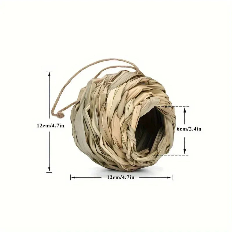 2024 New Birds Nest Bird Cage Grass Egg Cage Bird House Outdoor Decorative Weaved Hanging Parrot Nest Houses Pet Bedroom - Urbizia