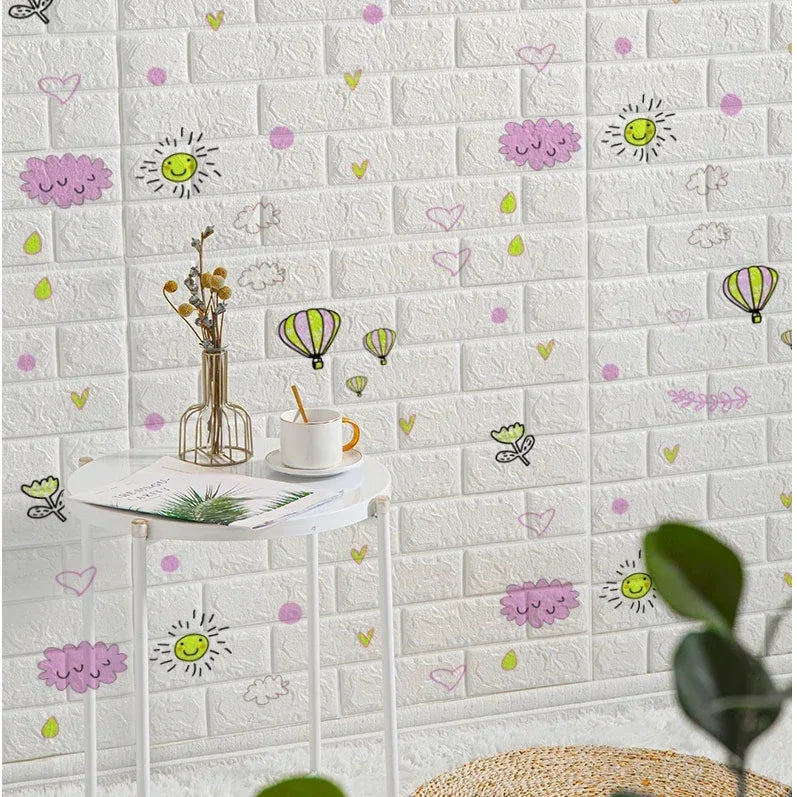70cm*2m 3D Soft Foam Brick Wallpaper Sticker Roll DIY Self Adhesive Living Room Home Kitchen Bathroom Decorative Wall Paper