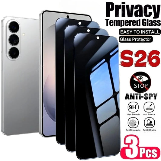 3Pcs Privacy Full Screen Protector for Samsung Galaxy S26 S25 S24 Ultra S23 S22 S21 Plus S25 S26 Edge Frosted Anti-Scratch Glass