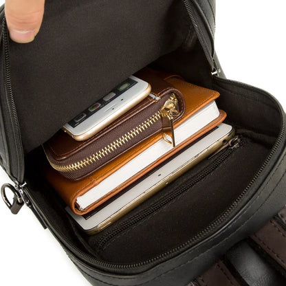 Vintage Luxury Designer Leather Crossbody Bags for Men Messenger Chest Bag Fashion Casual Bag Waterproof PU Single Shoulder Bags