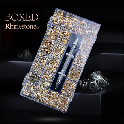 21 Grid Nail Art Diamond Flat Bottom Glass Diamond Multi-Style Special-Shaped Diamond Shiny Nail Rhinestone DIY Nail Art Jewelry
