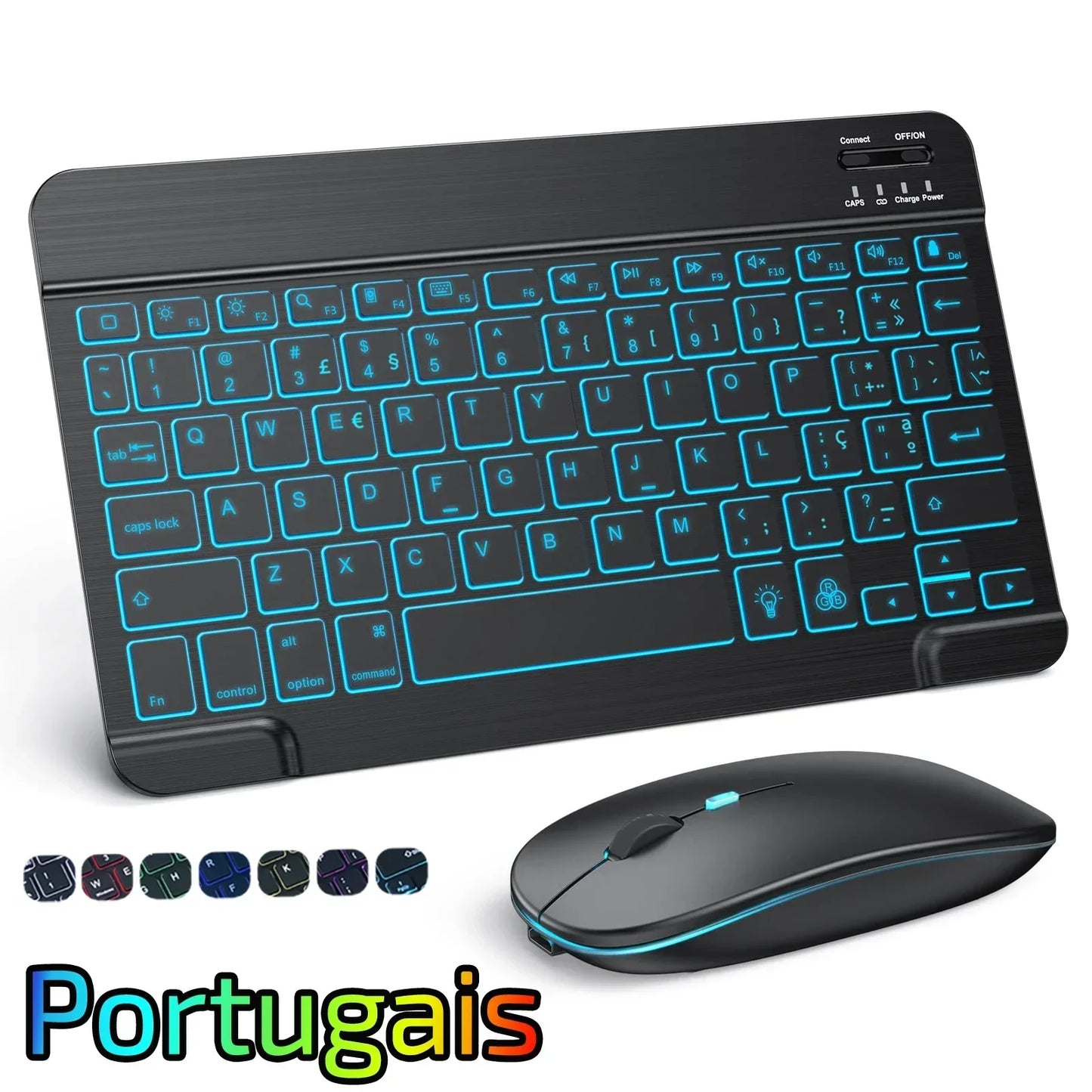 Hebrew/Russian/Spanish/Portuguese/Korean RGB Backlight Bluetooth Keyboard For IOS Android Windows iPad  Samsung Tablet Laptop