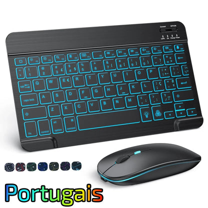 Hebrew/Russian/Spanish/Portuguese/Korean RGB Backlight Bluetooth Keyboard For IOS Android Windows iPad  Samsung Tablet Laptop