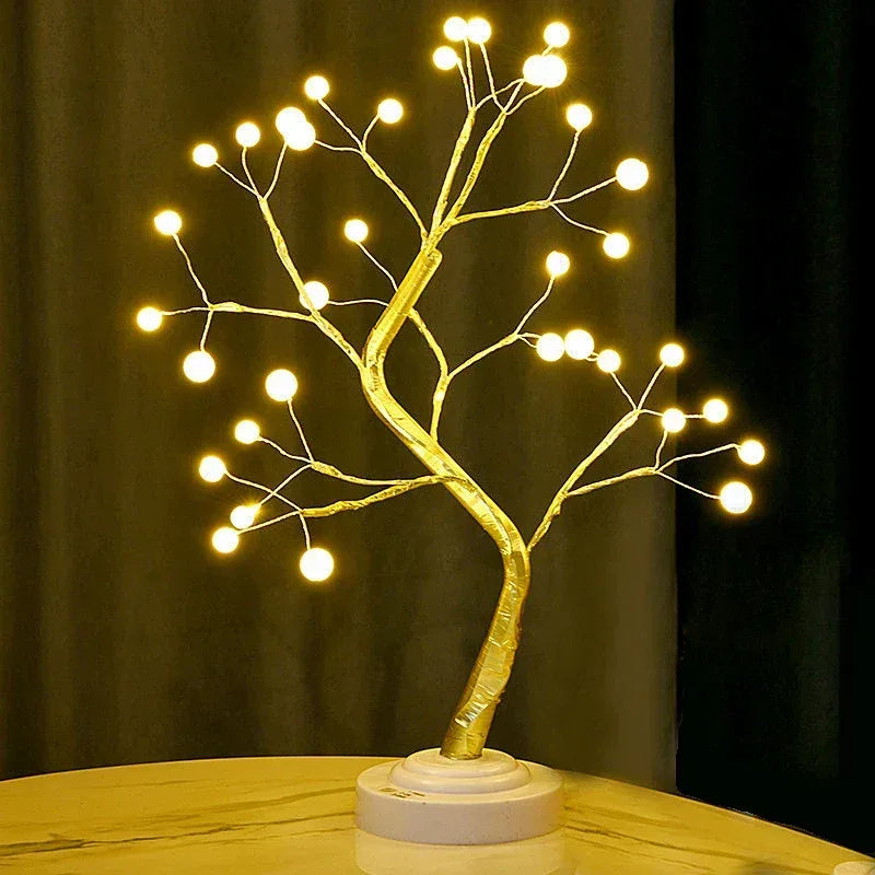 Table Tree Night Light USB/Battery Powered Touch Switch Artificial Bonsai Cherry Blossom Desktop Tree LED Lamp Light Decoration - Urbizia