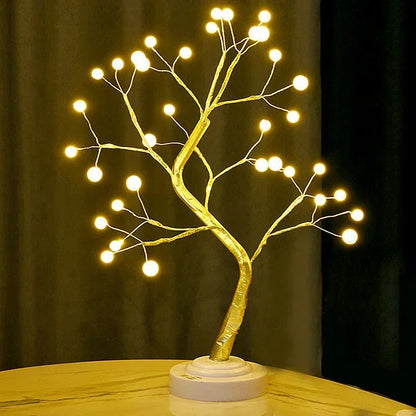 Table Tree Night Light USB/Battery Powered Touch Switch Artificial Bonsai Cherry Blossom Desktop Tree LED Lamp Light Decoration - Urbizia