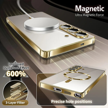 Luxury for Magsafe Magnetic wireless charge Case for Samsung Galaxy S26 S25 S24 S23 S22 Ultra S21 FE Plating Clear Soft Cover