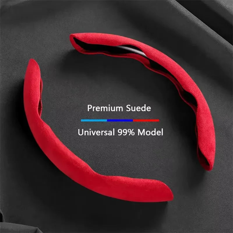 2026 2/3PCS Suede Universal 38CM Car Steering Wheel Booster Cover Non-Slip Auto Interior Steer Protector Decoration Accessories