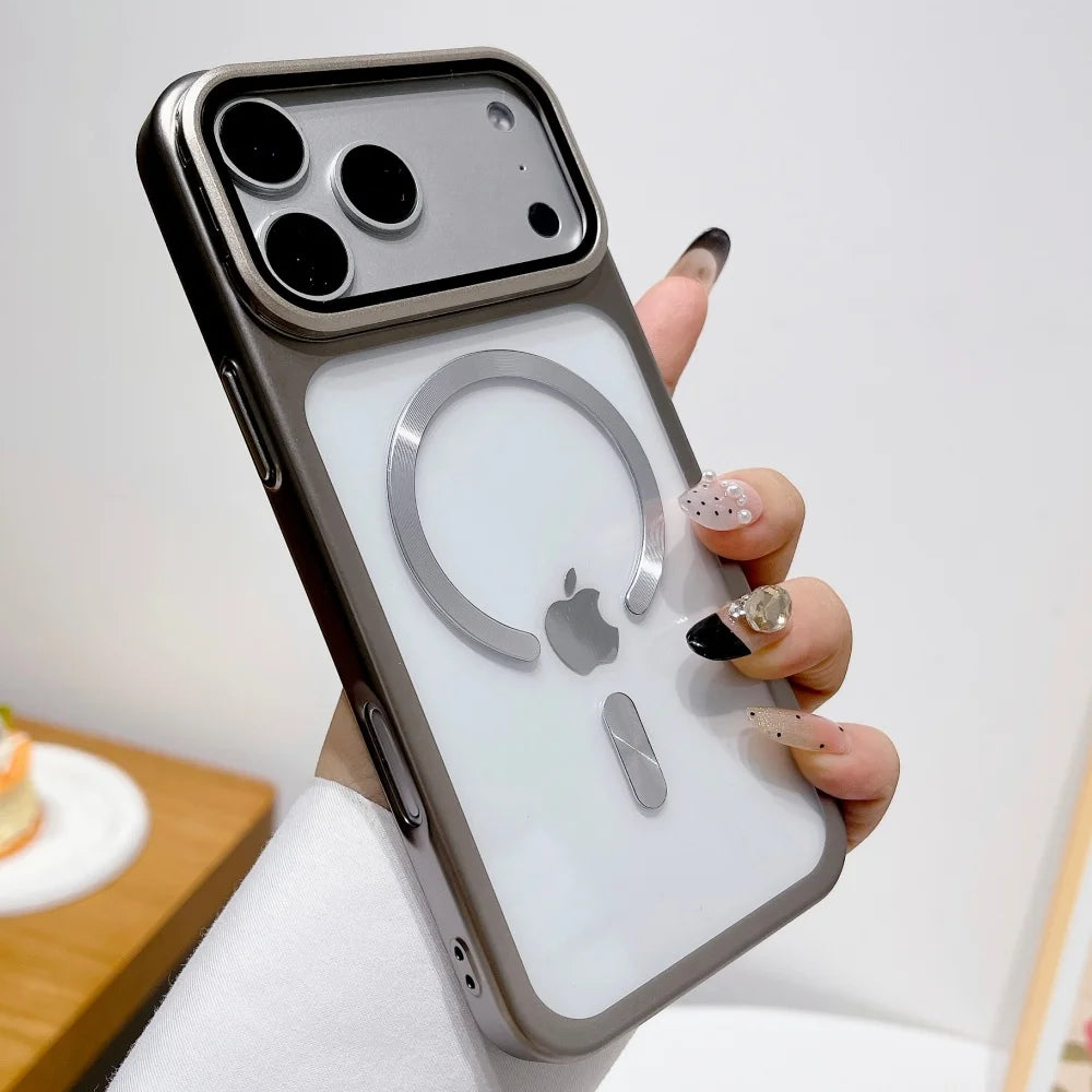 Luxury Lens Protect Stand Holder Bracke Clear Phone Case For iPhone 17 Pro Max 17 Pro Large Window Shockproof Armor Bumper Cover